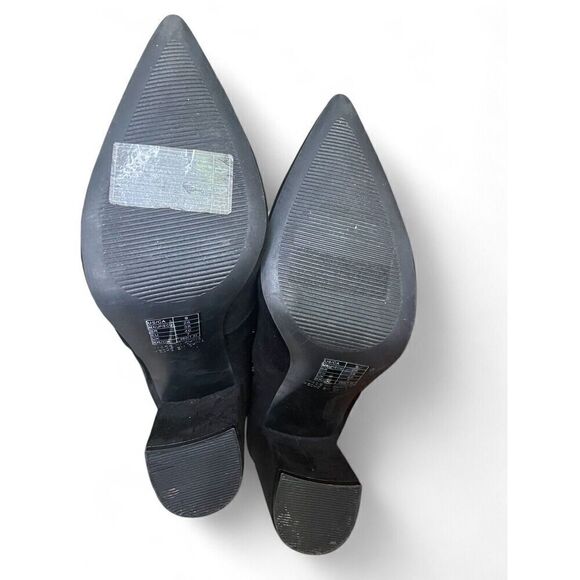 FOREVER 21 Women’s Faux Black Suede Pointed toe heeled boots9 Excellent  Cond. - Picture 7 of 10